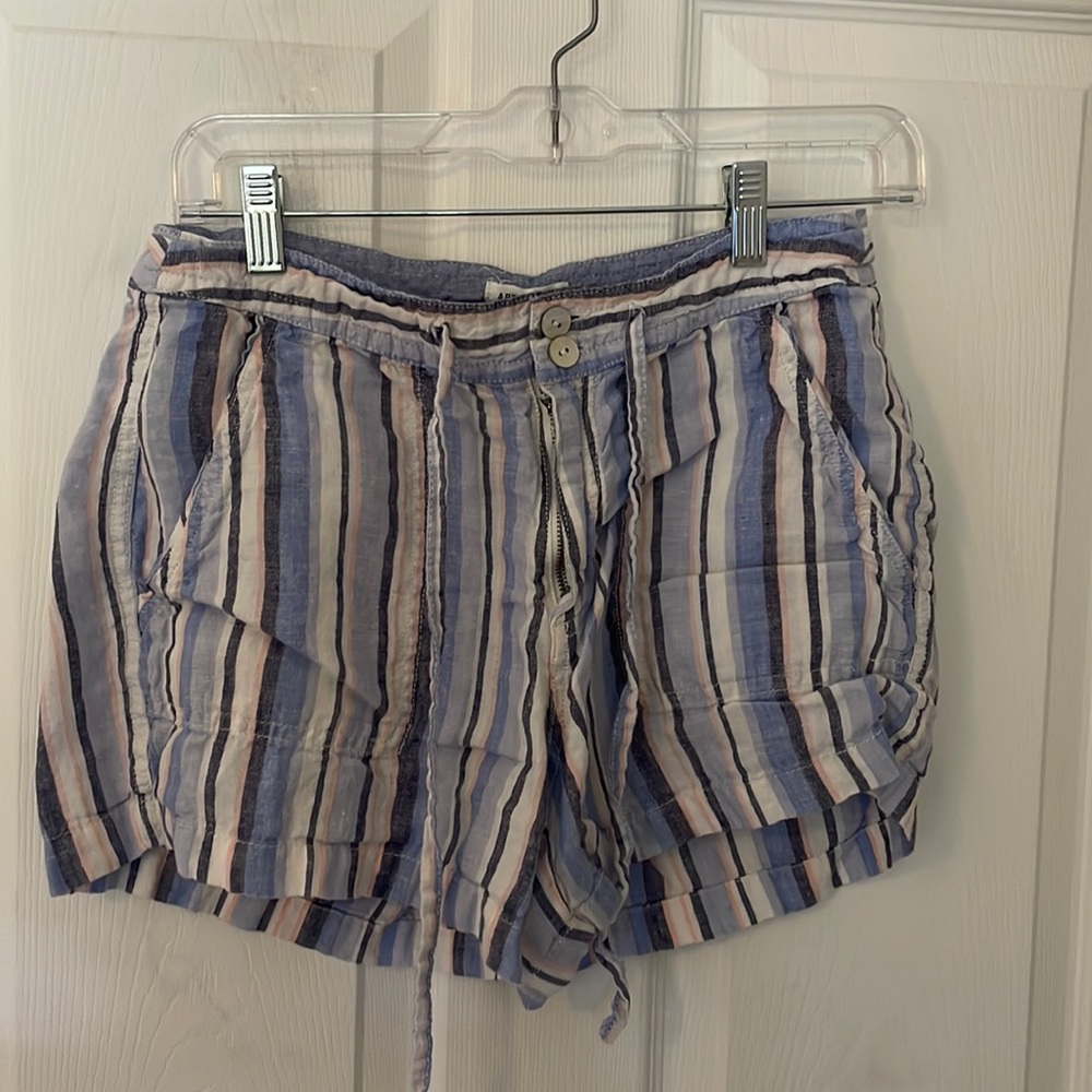 Striped linen shorts